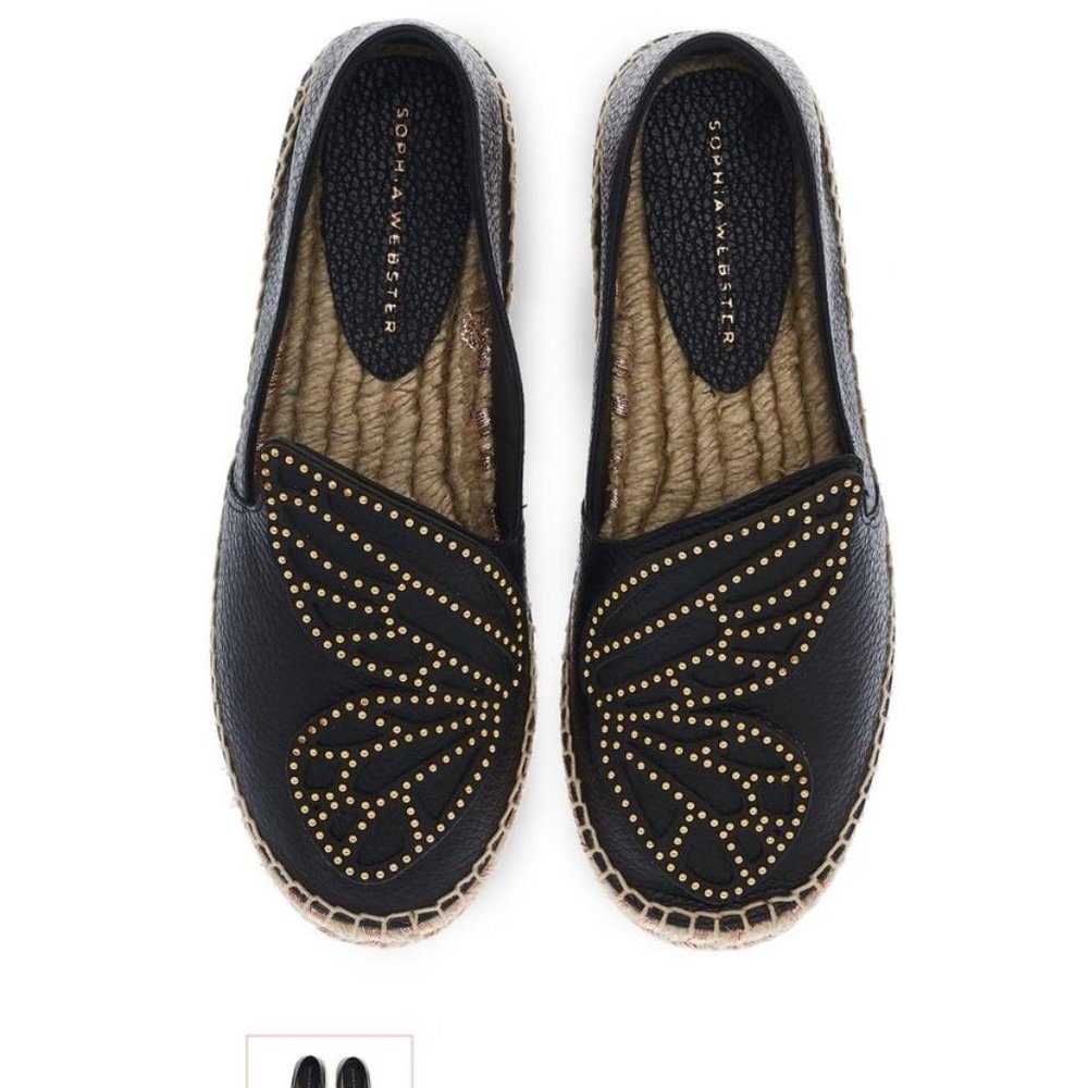 NIB AUTHENTIC Sophia Webster Bibi Butterfly Black/Rose Gold Espadrille 10US/40EU